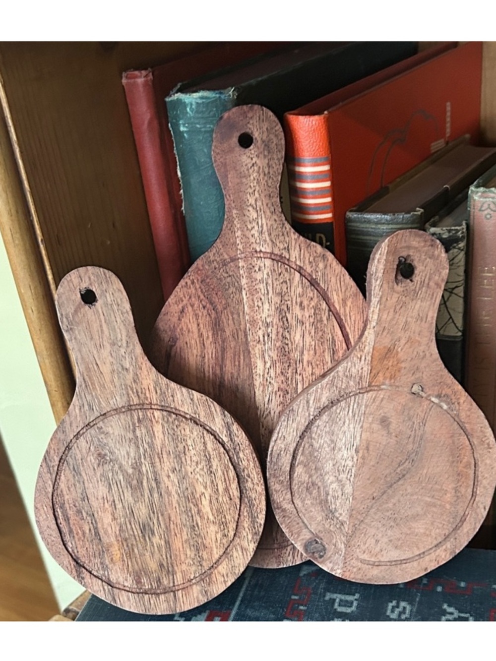 Primitive Rustic Brown Wooden Cutting Board Set